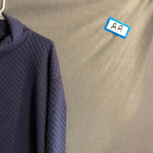 apana sweater medium cowl neck purple blue waffle knit Cropped womens aa - Picture 4 of 9